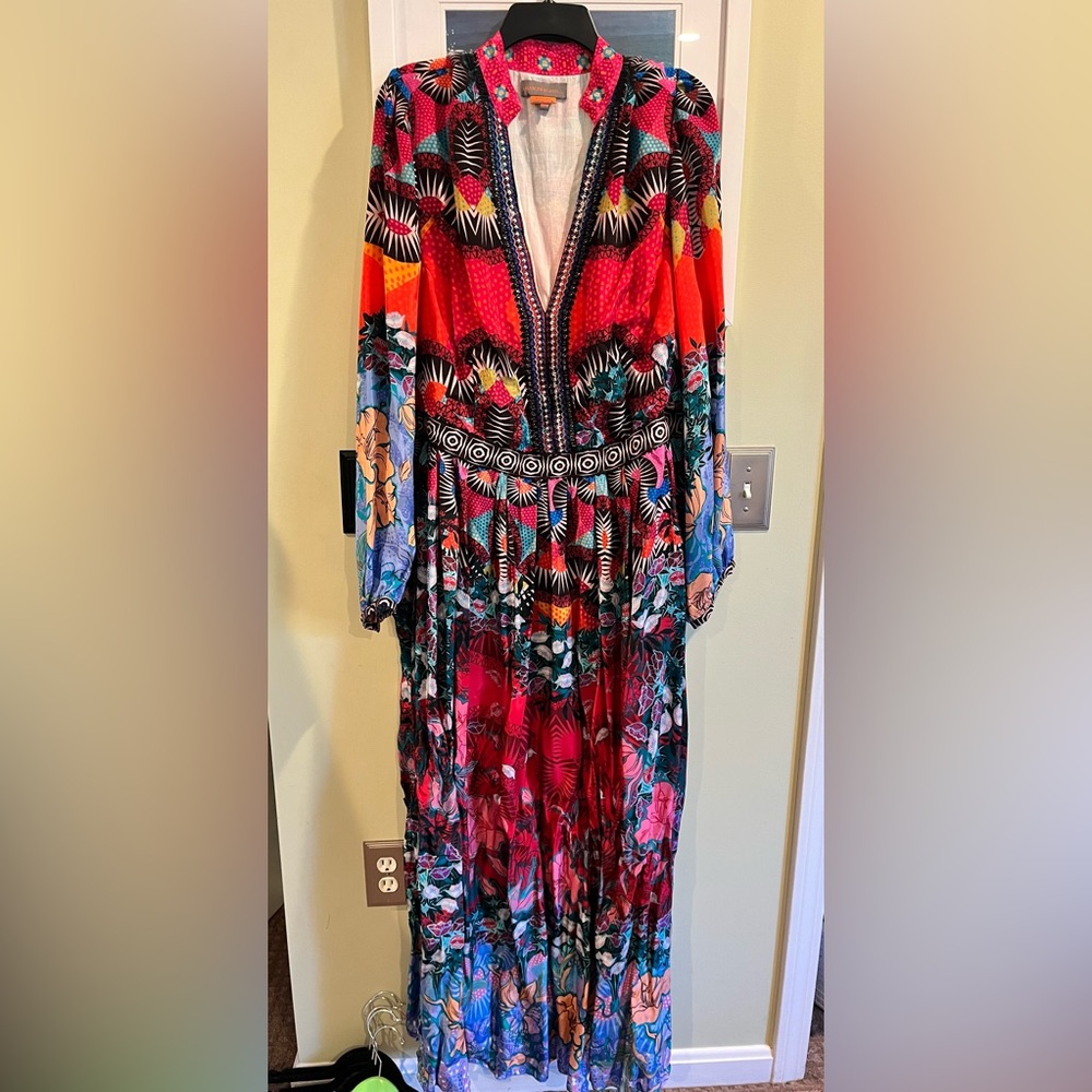 Anthropology Dress Beautiful Colors and Beading XXL
